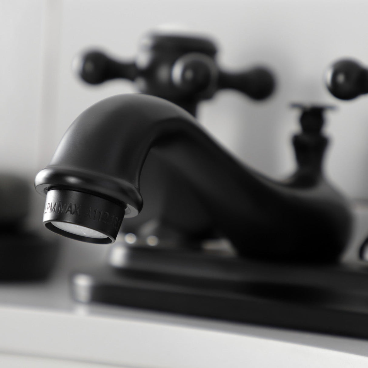 Metropolitan KB600BX Two-Handle 3-Hole Deck Mount 4" Centerset Bathroom Faucet with Plastic Pop-Up, Matte Black