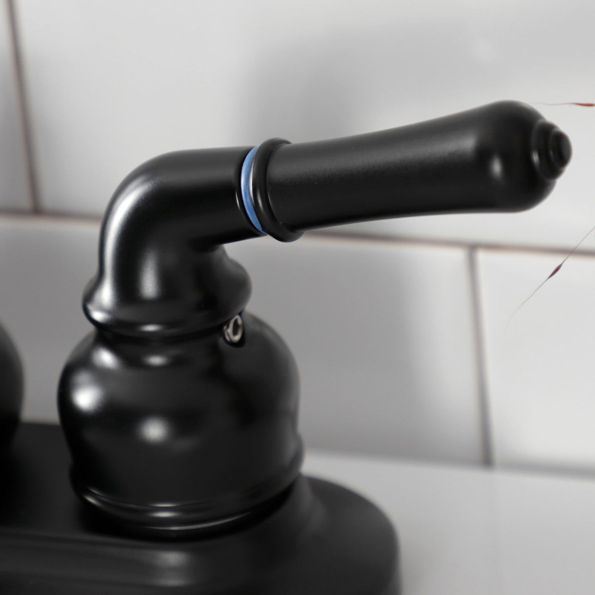 Restoration KB600NML Two-Handle 3-Hole Deck Mount 4" Centerset Bathroom Faucet with Plastic Pop-Up, Matte Black