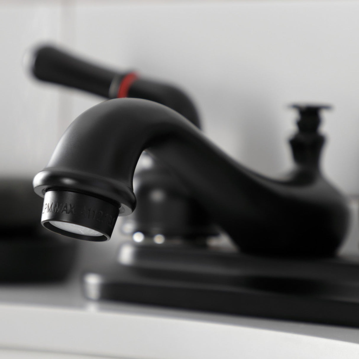 Restoration KB600NML Two-Handle 3-Hole Deck Mount 4" Centerset Bathroom Faucet with Plastic Pop-Up, Matte Black