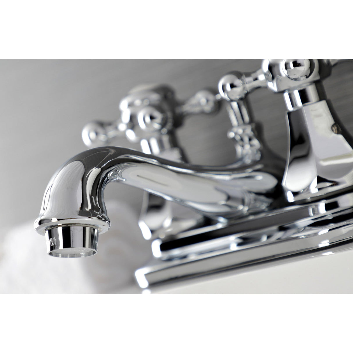 Metropolitan KB601BX Two-Handle 3-Hole Deck Mount 4" Centerset Bathroom Faucet with Plastic Pop-Up, Polished Chrome