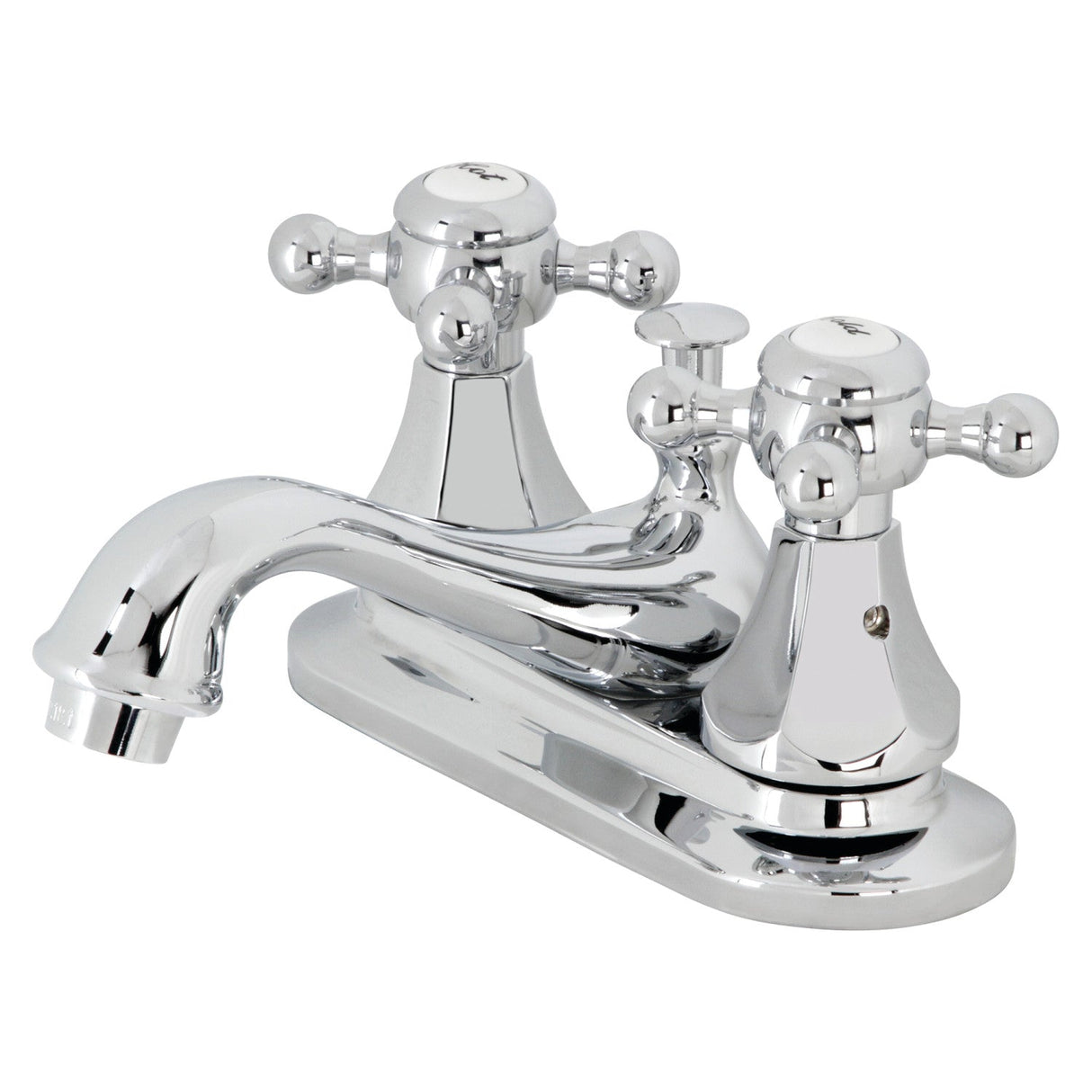 Metropolitan KB601BX Two-Handle 3-Hole Deck Mount 4" Centerset Bathroom Faucet with Plastic Pop-Up, Polished Chrome