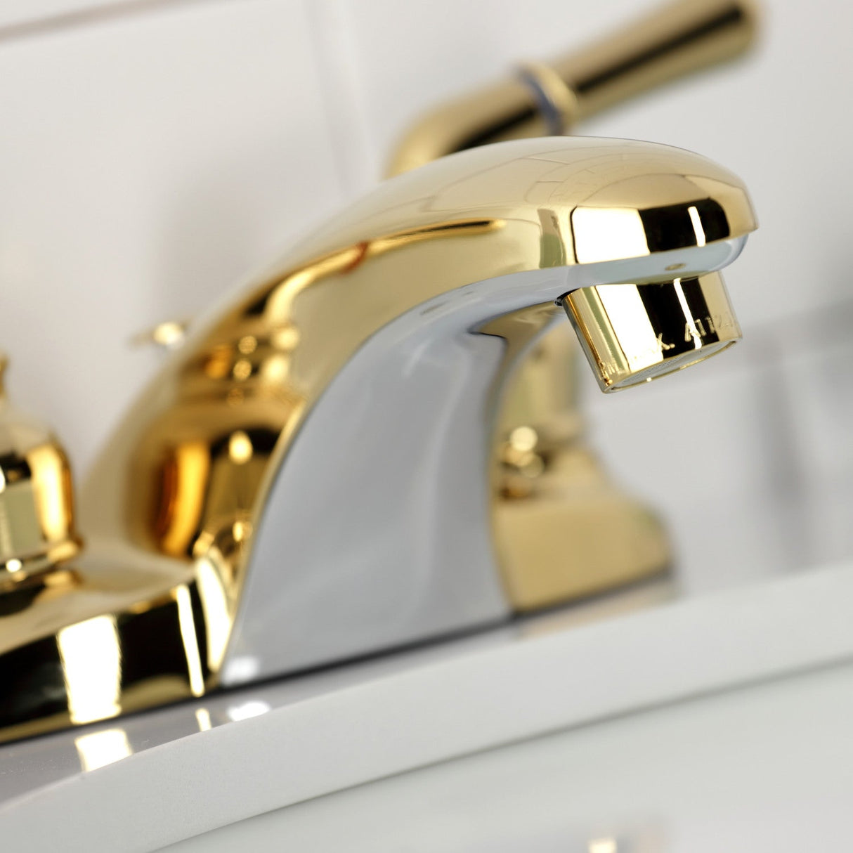 Magellan KB622B Two-Handle 3-Hole Deck Mount 4" Centerset Bathroom Faucet with Brass Pop-Up, Polished Brass