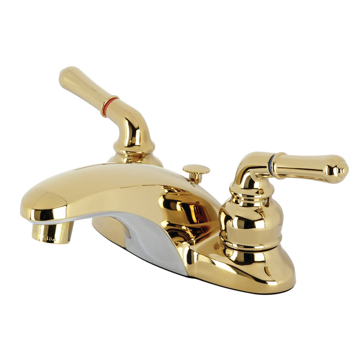 Magellan KB622B Two-Handle 3-Hole Deck Mount 4" Centerset Bathroom Faucet with Brass Pop-Up, Polished Brass
