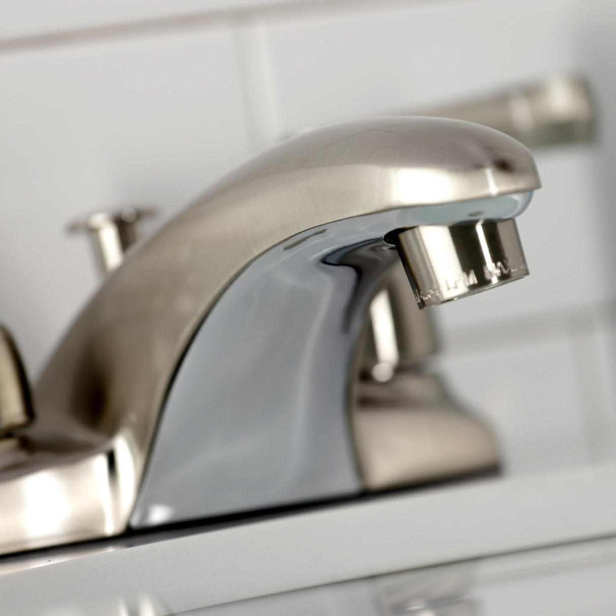 Magellan KB628FL Two-Handle 3-Hole Deck Mount 4" Centerset Bathroom Faucet with Plastic Pop-Up, Brushed Nickel