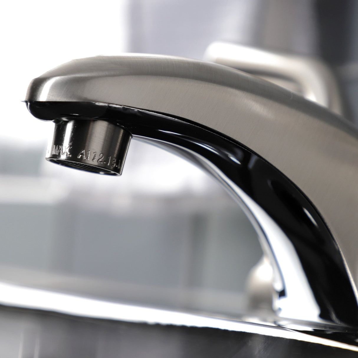 Restoration KB628RXLB Two-Handle 3-Hole Deck Mount 4" Centerset Bathroom Faucet with Brass Pop-Up, Brushed Nickel