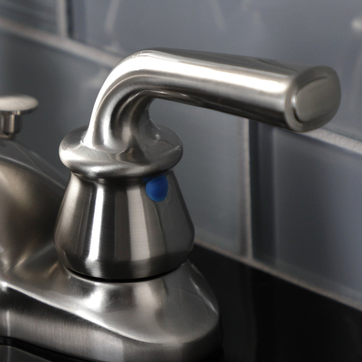 Restoration KB628RXLB Two-Handle 3-Hole Deck Mount 4" Centerset Bathroom Faucet with Brass Pop-Up, Brushed Nickel