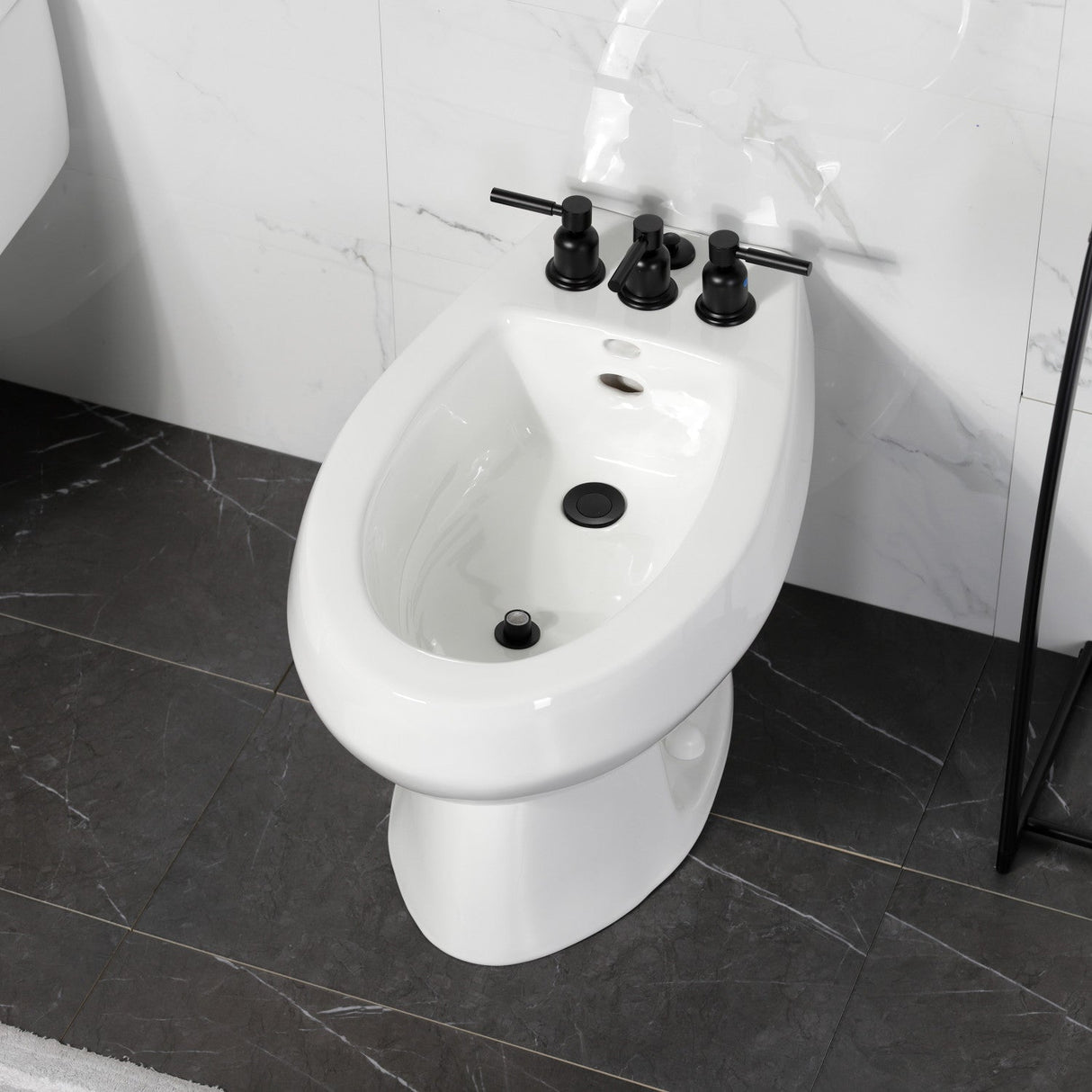 Concord KB6320DL Three-Handle Vertical Spray Bidet Faucet with Brass Pop-Up, Matte Black