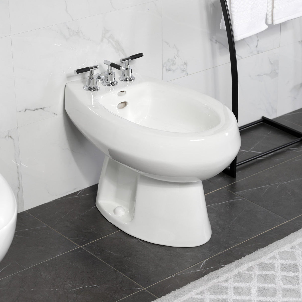 Kaiser KB6321CKL Three-Handle Vertical Spray Bidet Faucet with Brass Pop-Up, Polished Chrome