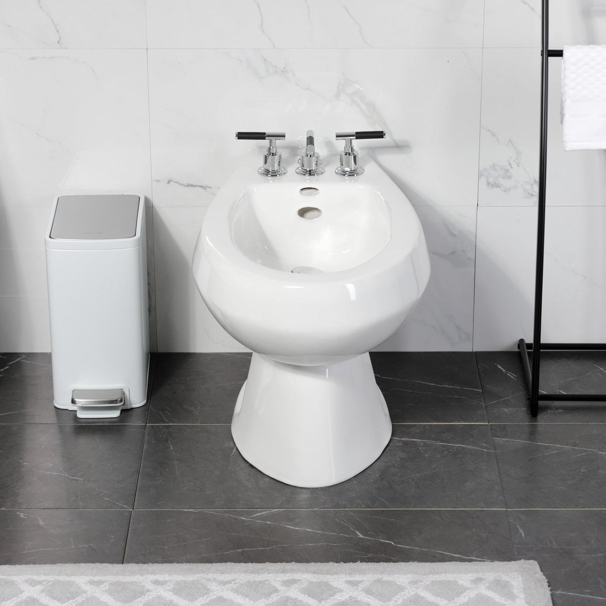 Kaiser KB6321CKL Three-Handle Vertical Spray Bidet Faucet with Brass Pop-Up, Polished Chrome