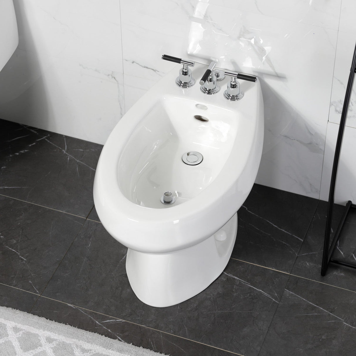 Kaiser KB6321CKL Three-Handle Vertical Spray Bidet Faucet with Brass Pop-Up, Polished Chrome