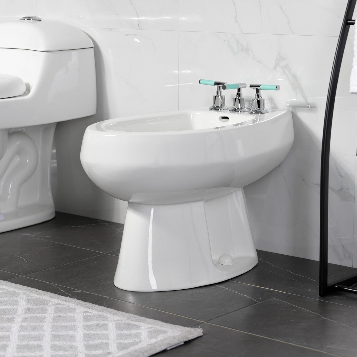 Kaiser KB6321CKL Three-Handle Vertical Spray Bidet Faucet with Brass Pop-Up, Polished Chrome