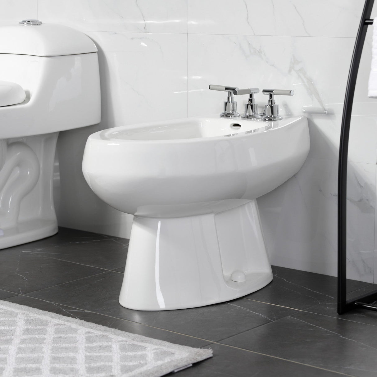 Kaiser KB6321CKL Three-Handle Vertical Spray Bidet Faucet with Brass Pop-Up, Polished Chrome