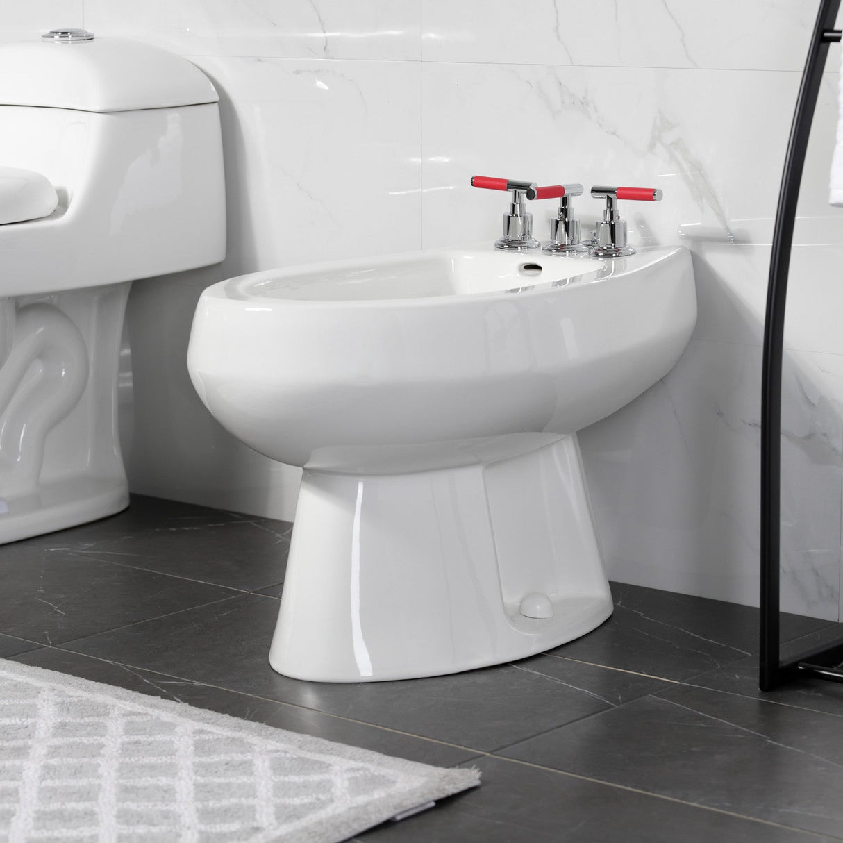 Kaiser KB6321CKL Three-Handle Vertical Spray Bidet Faucet with Brass Pop-Up, Polished Chrome