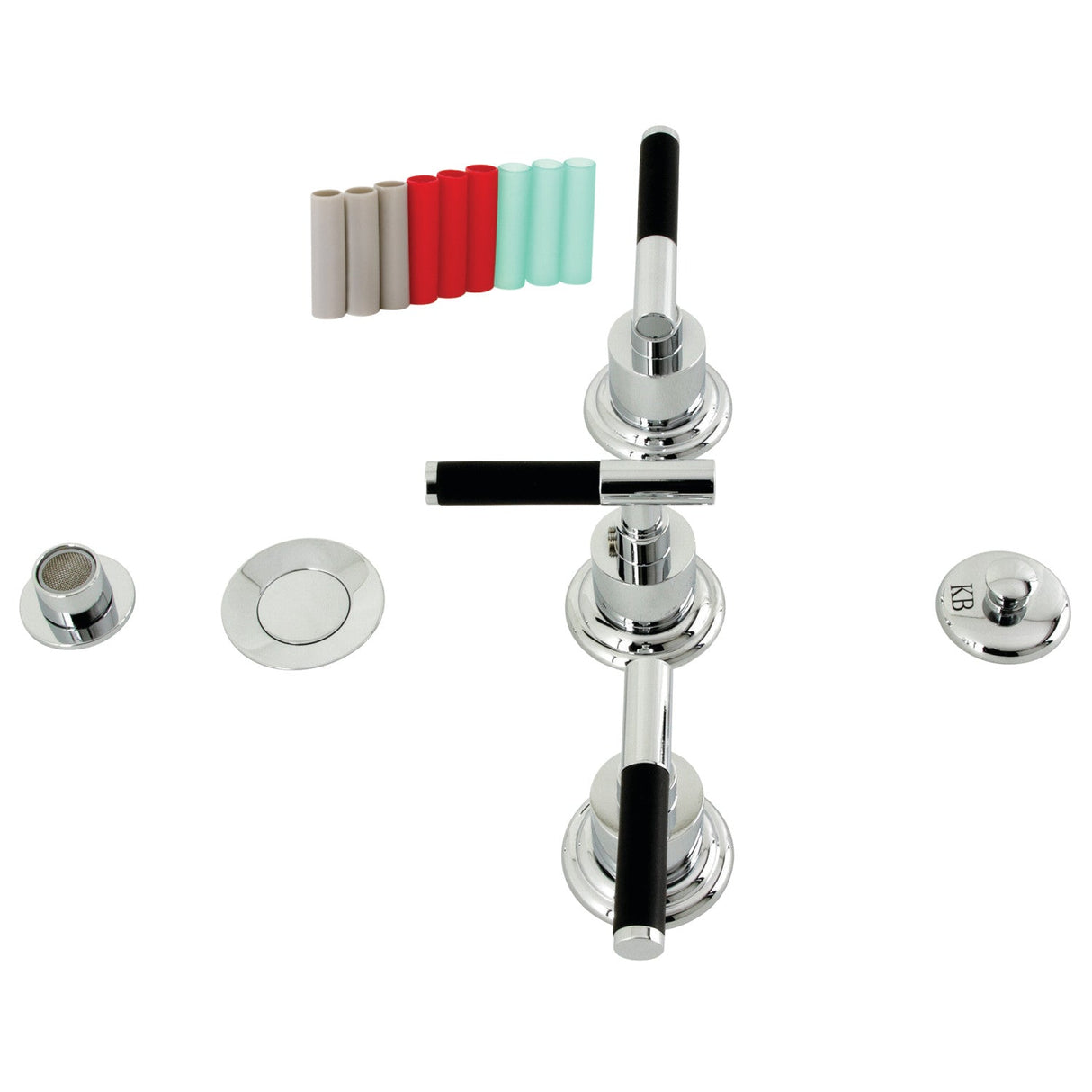 Kaiser KB6321CKL Three-Handle Vertical Spray Bidet Faucet with Brass Pop-Up, Polished Chrome