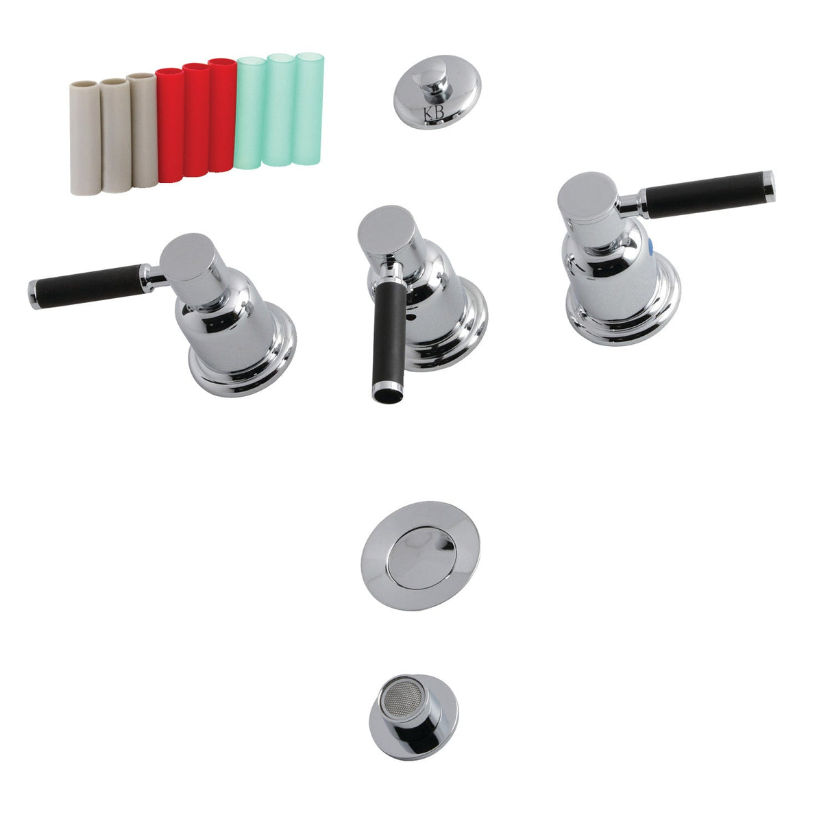 Kaiser KB6321DKL Three-Handle Vertical Spray Bidet Faucet with Brass Pop-Up, Polished Chrome