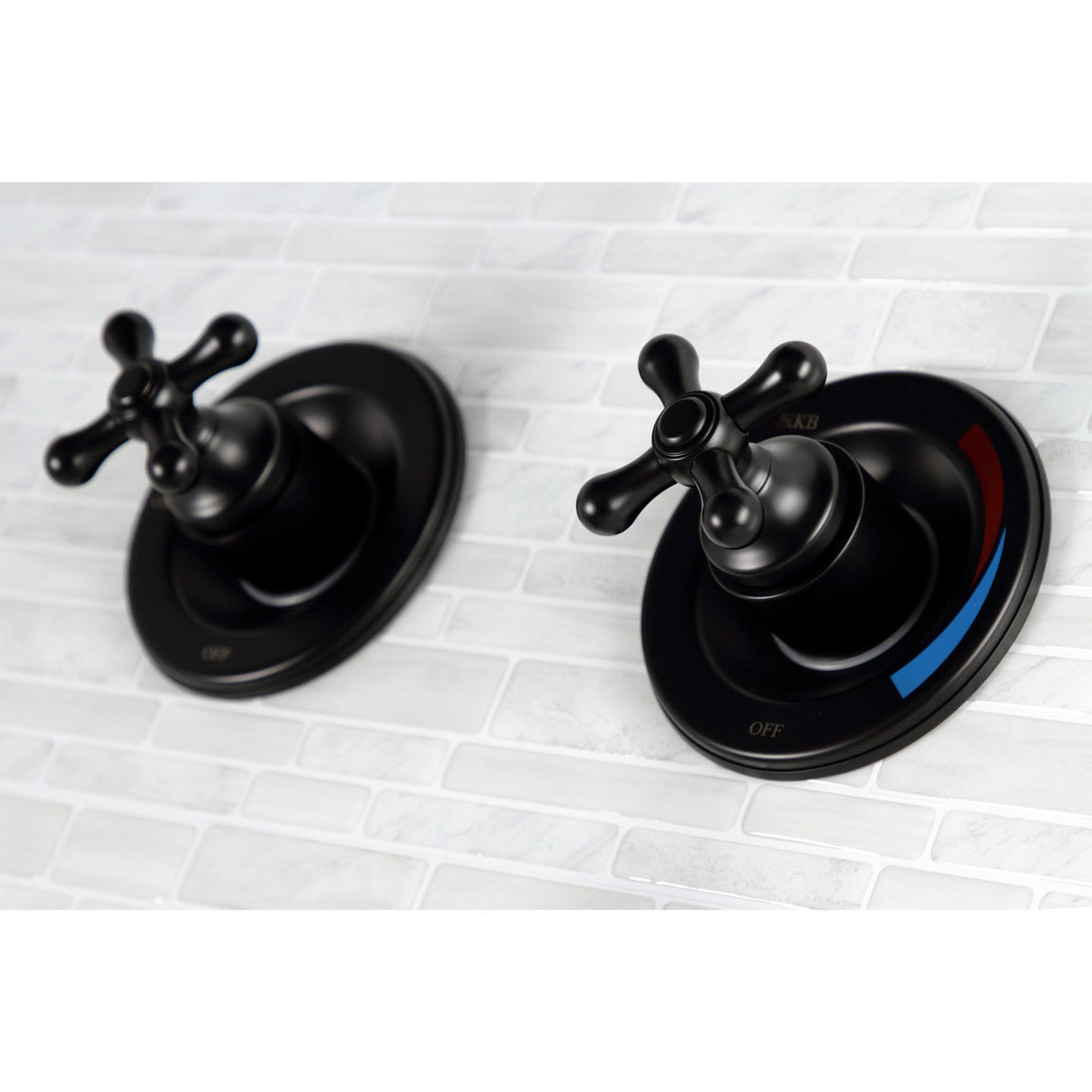 Vintage KB660AX Two-Handle 4-Hole Wall Mount Tub and Shower Faucet, Matte Black