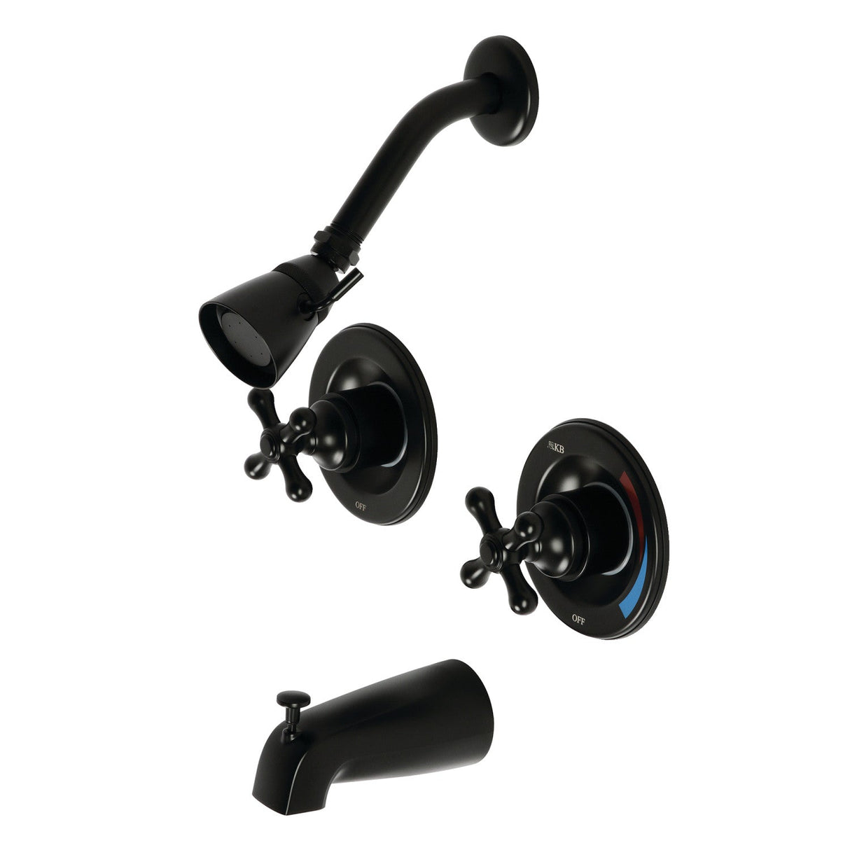 Vintage KB660AX Two-Handle 4-Hole Wall Mount Tub and Shower Faucet, Matte Black