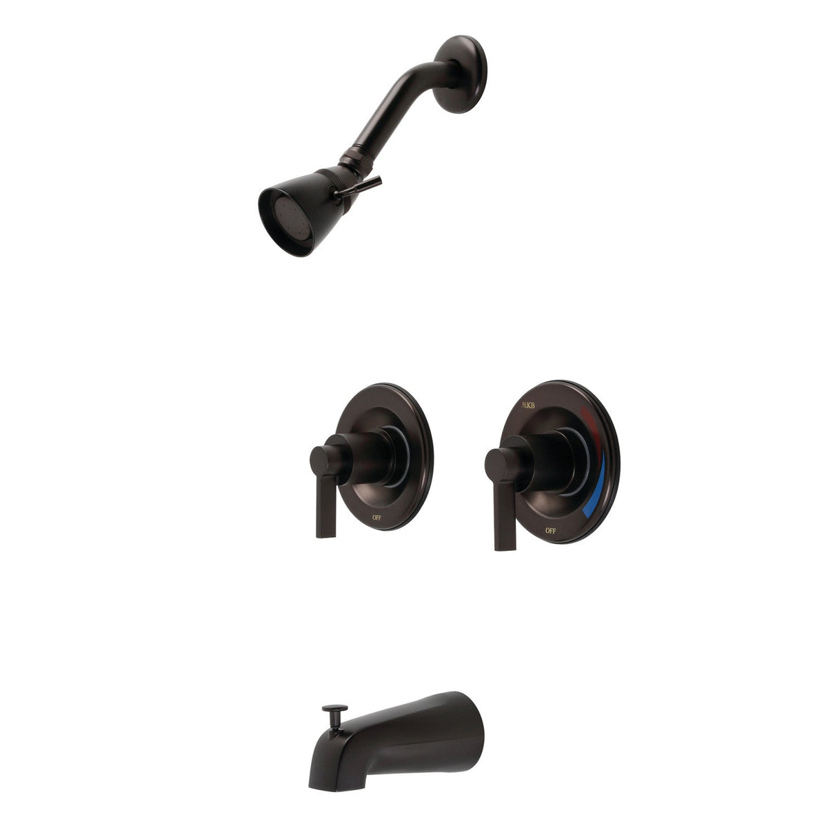NuvoFusion KB665NDL Two-Handle Wall Mount Tub and Shower Faucet, Oil Rubbed Bronze