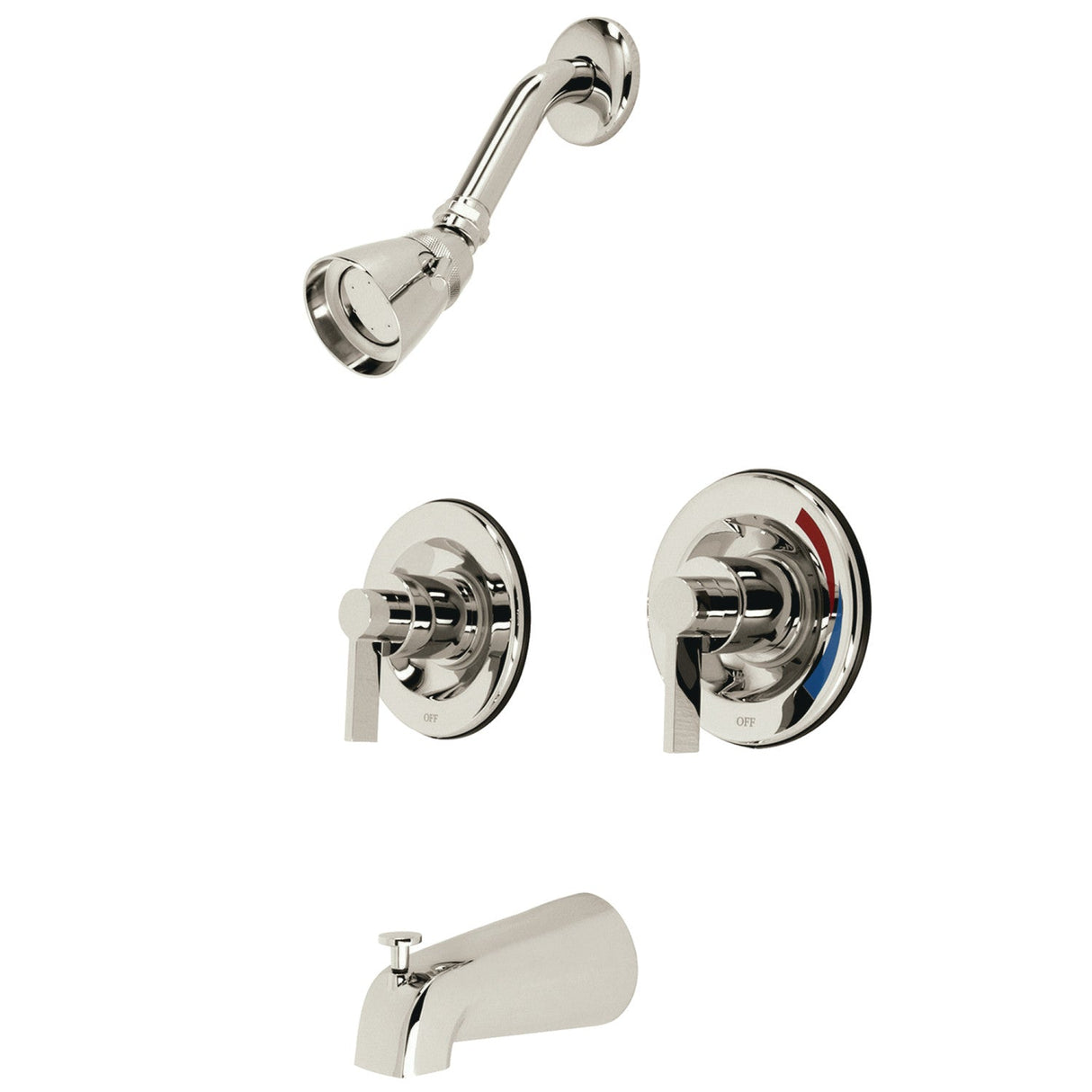 NuvoFusion KB666NDL Two-Handle Wall Mount Tub and Shower Faucet, Polished Nickel