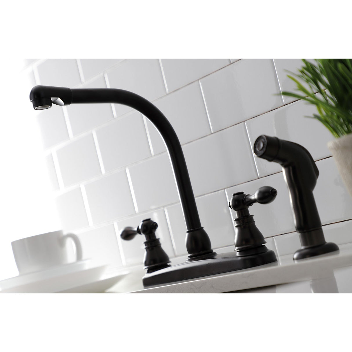 American Classic KB715ACLSP Two-Handle 4-Hole Deck Mount 8" Centerset Kitchen Faucet with Side Sprayer, Oil Rubbed Bronze
