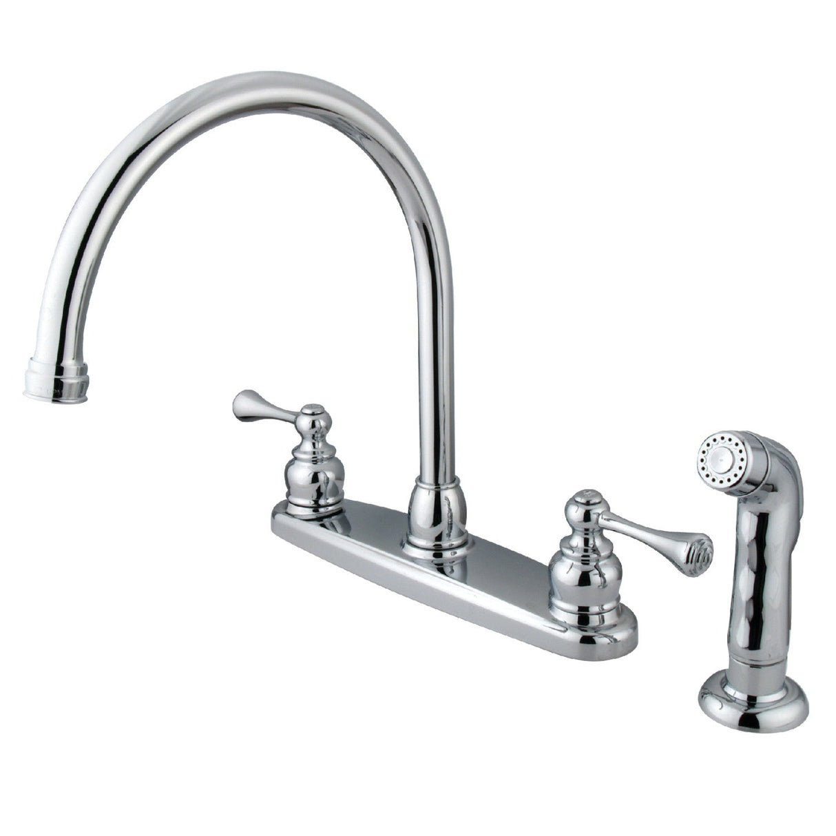 Vintage KB721BLSP Two-Handle 4-Hole Deck Mount 8" Centerset Kitchen Faucet with Side Sprayer, Polished Chrome