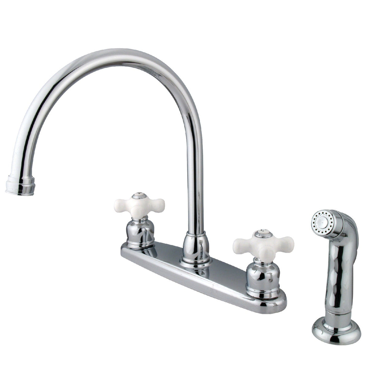 Vintage KB721PXSP Two-Handle 4-Hole Deck Mount 8" Centerset Kitchen Faucet with Side Sprayer, Polished Chrome