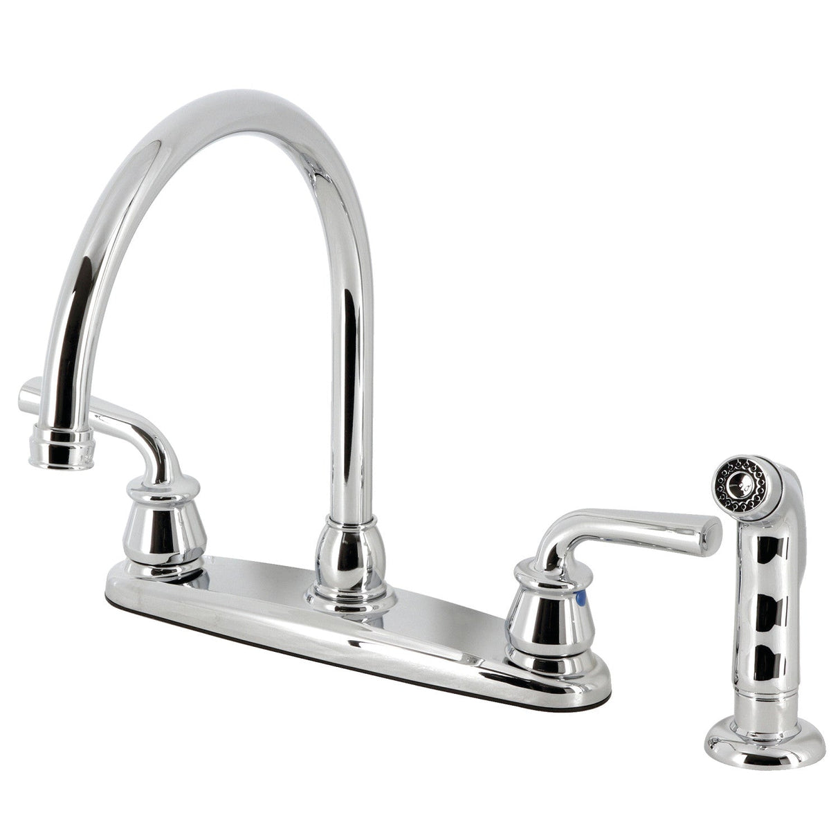 Restoration KB721RXLSP Two-Handle 4-Hole Deck Mount 8" Centerset Kitchen Faucet with Side Sprayer, Polished Chrome