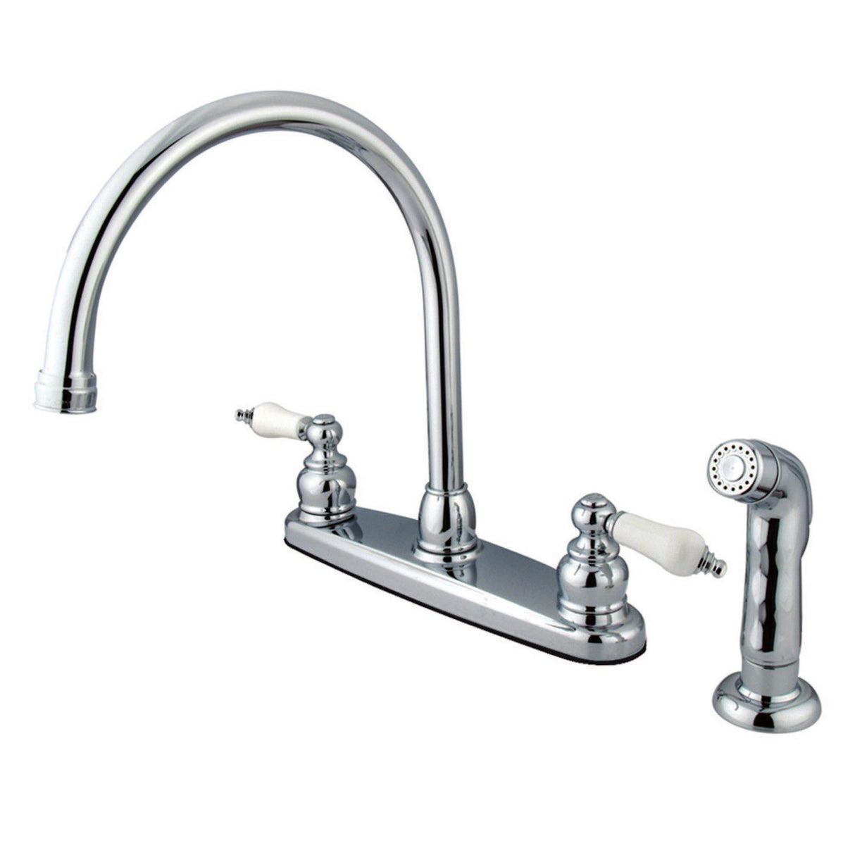 Vintage KB721SP Two-Handle 4-Hole Deck Mount 8" Centerset Kitchen Faucet with Side Sprayer, Polished Chrome