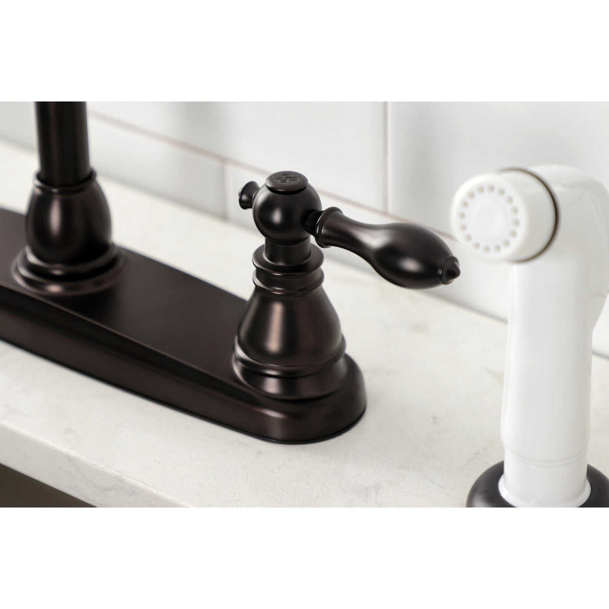 American Classic KB725ACL Two-Handle 4-Hole Deck Mount 8" Centerset Kitchen Faucet with Side Sprayer, Oil Rubbed Bronze