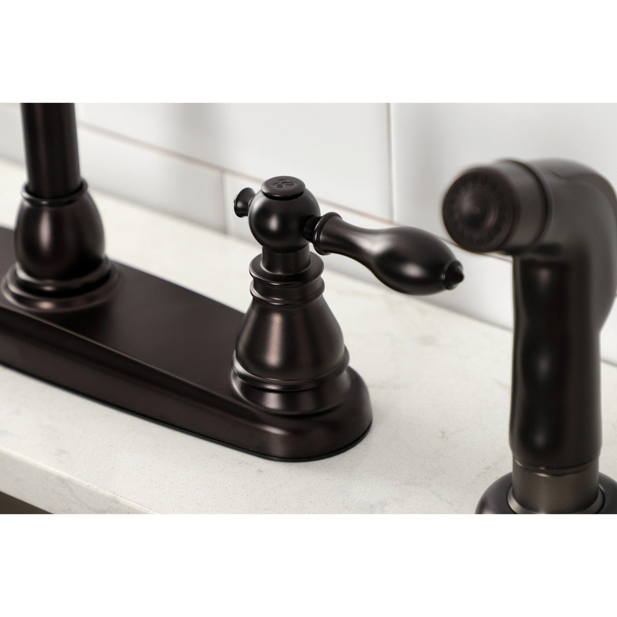 American Classic KB725ACLSP Two-Handle 4-Hole Deck Mount 8" Centerset Kitchen Faucet with Side Sprayer, Oil Rubbed Bronze
