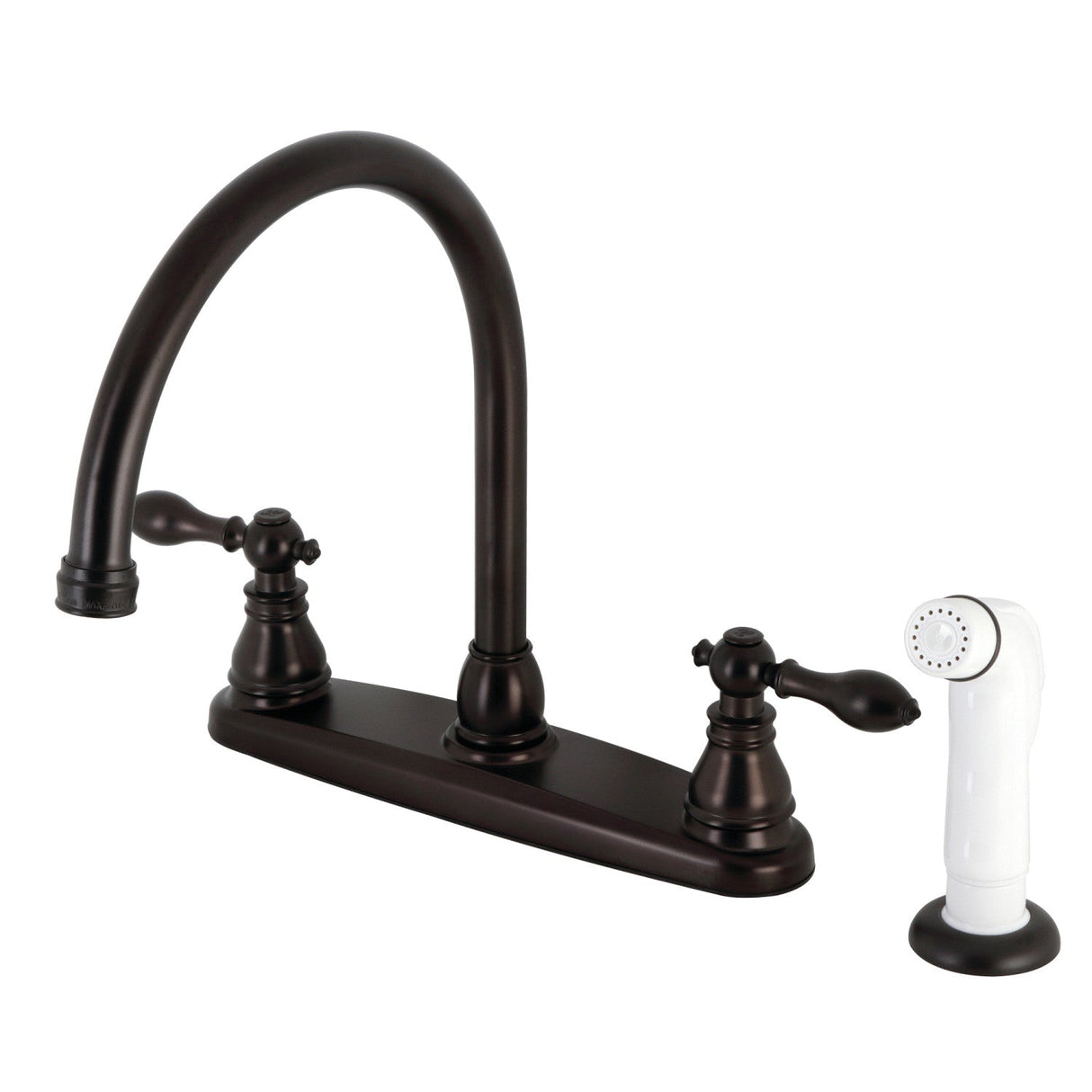 American Classic KB725ACL Two-Handle 4-Hole Deck Mount 8" Centerset Kitchen Faucet with Side Sprayer, Oil Rubbed Bronze