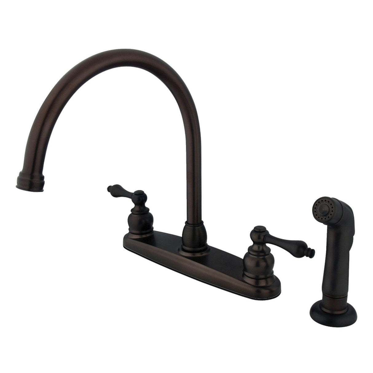 Vintage KB725ALSP Two-Handle 4-Hole Deck Mount 8" Centerset Kitchen Faucet with Side Sprayer, Oil Rubbed Bronze
