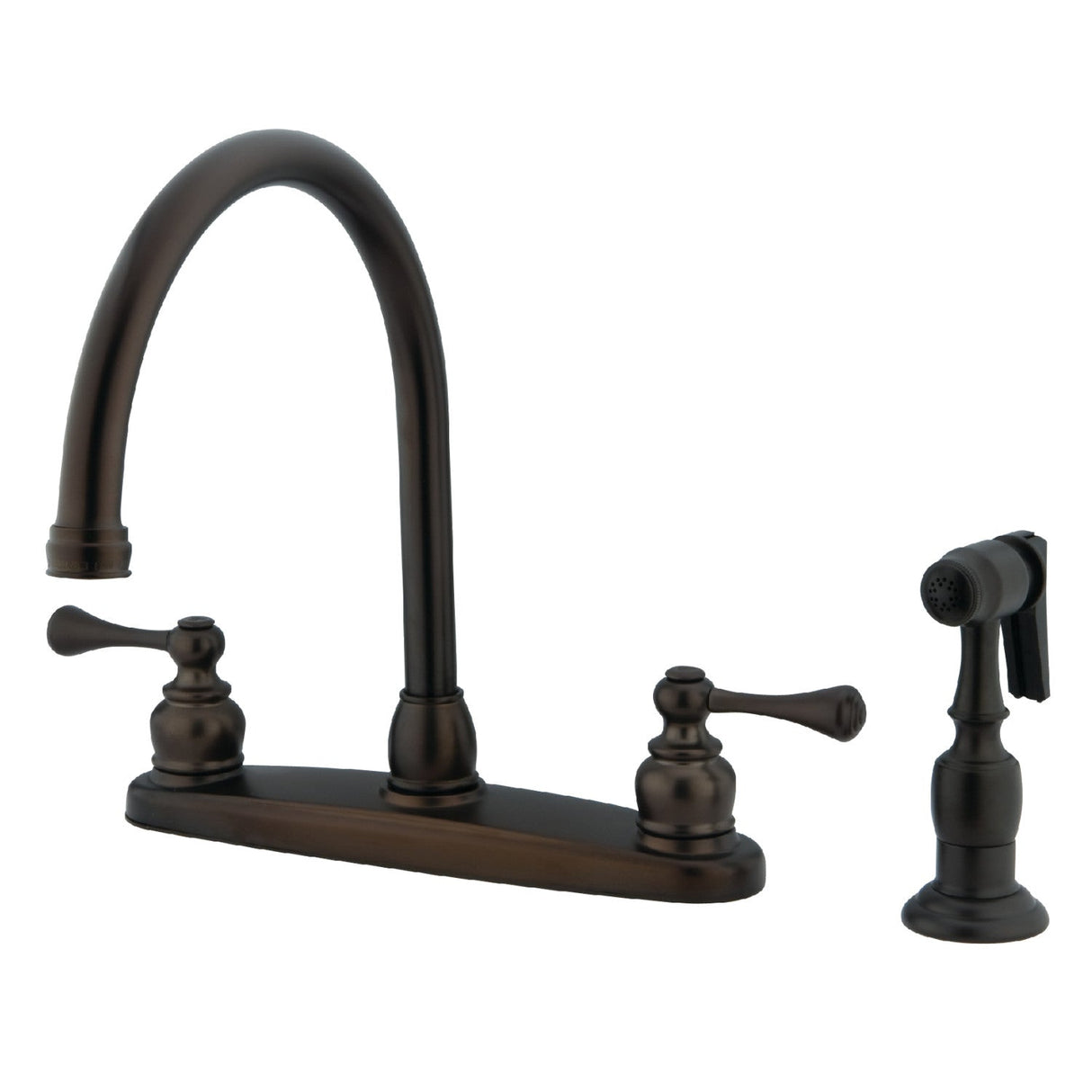 Vintage KB725BLBS Two-Handle 4-Hole Deck Mount 8" Centerset Kitchen Faucet with Side Sprayer, Oil Rubbed Bronze