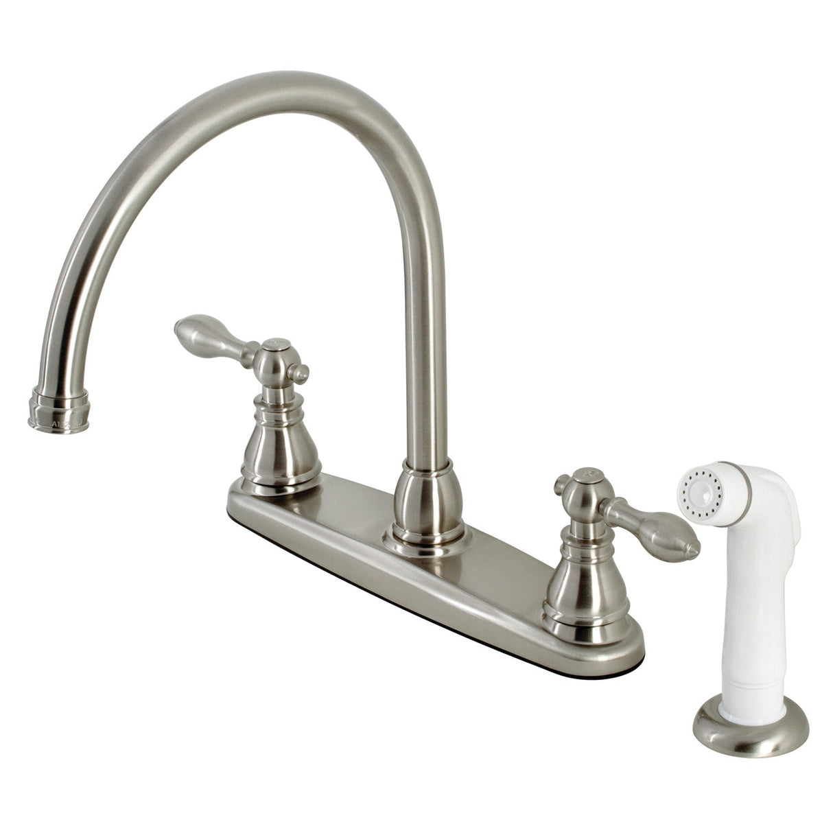 American Classic KB728ACL Two-Handle 4-Hole Deck Mount 8" Centerset Kitchen Faucet with Side Sprayer, Brushed Nickel
