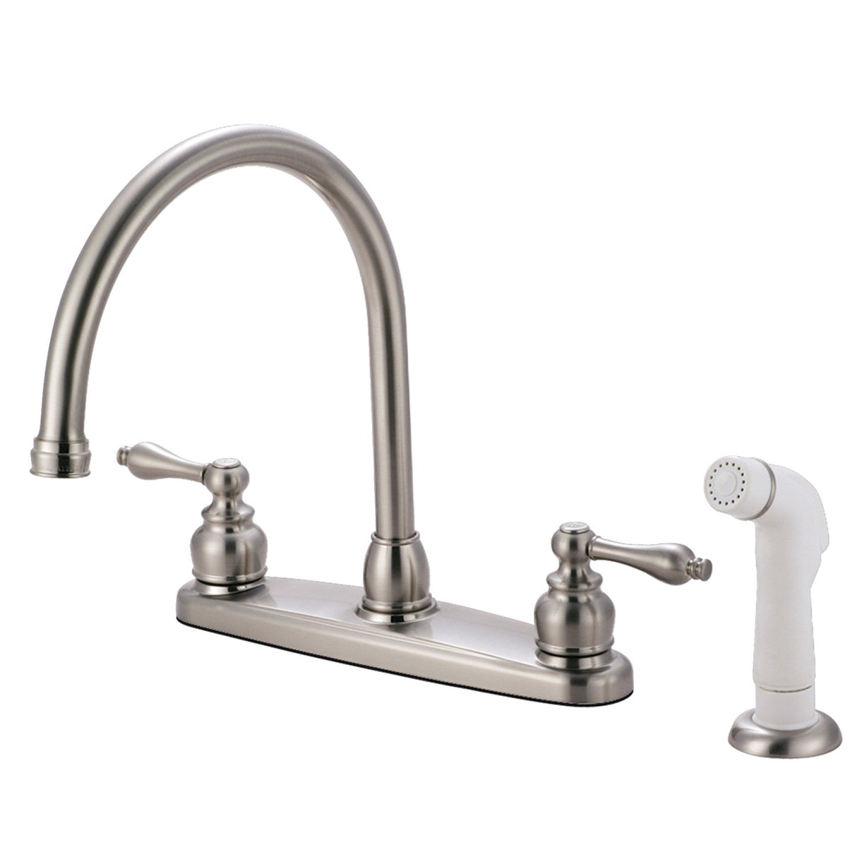 Vintage KB728AL Two-Handle 4-Hole Deck Mount 8" Centerset Kitchen Faucet with Side Sprayer, Brushed Nickel