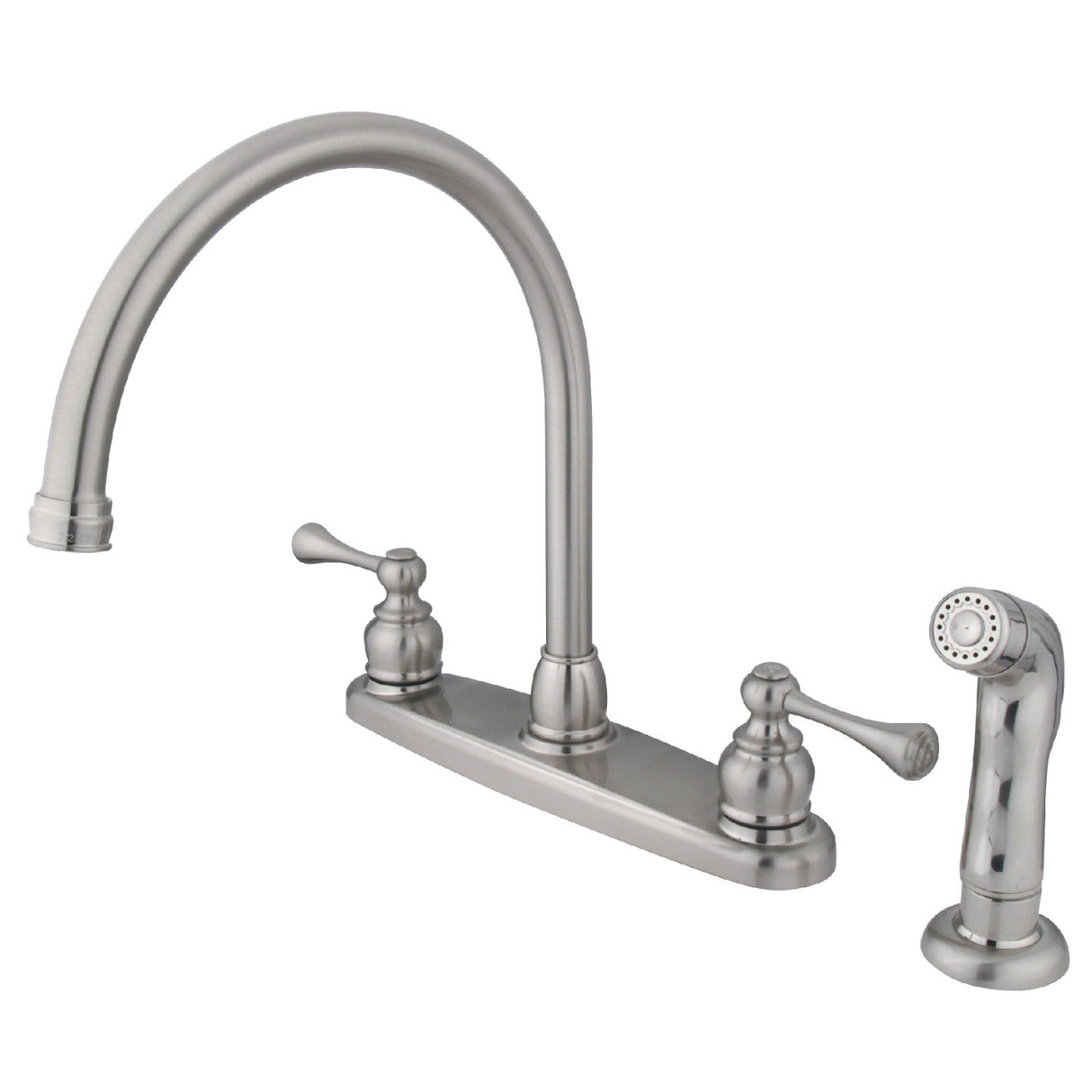 Vintage KB728BLSP Two-Handle 4-Hole Deck Mount 8" Centerset Kitchen Faucet with Side Sprayer, Brushed Nickel