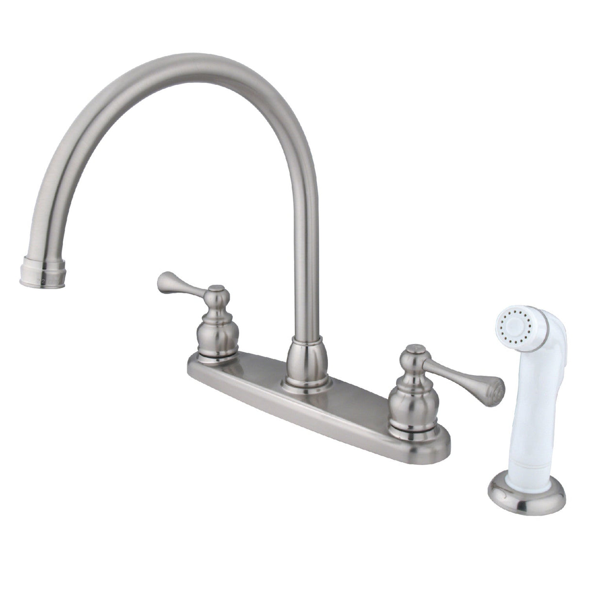 Vintage KB728BL Two-Handle 4-Hole Deck Mount 8" Centerset Kitchen Faucet with Side Sprayer, Brushed Nickel