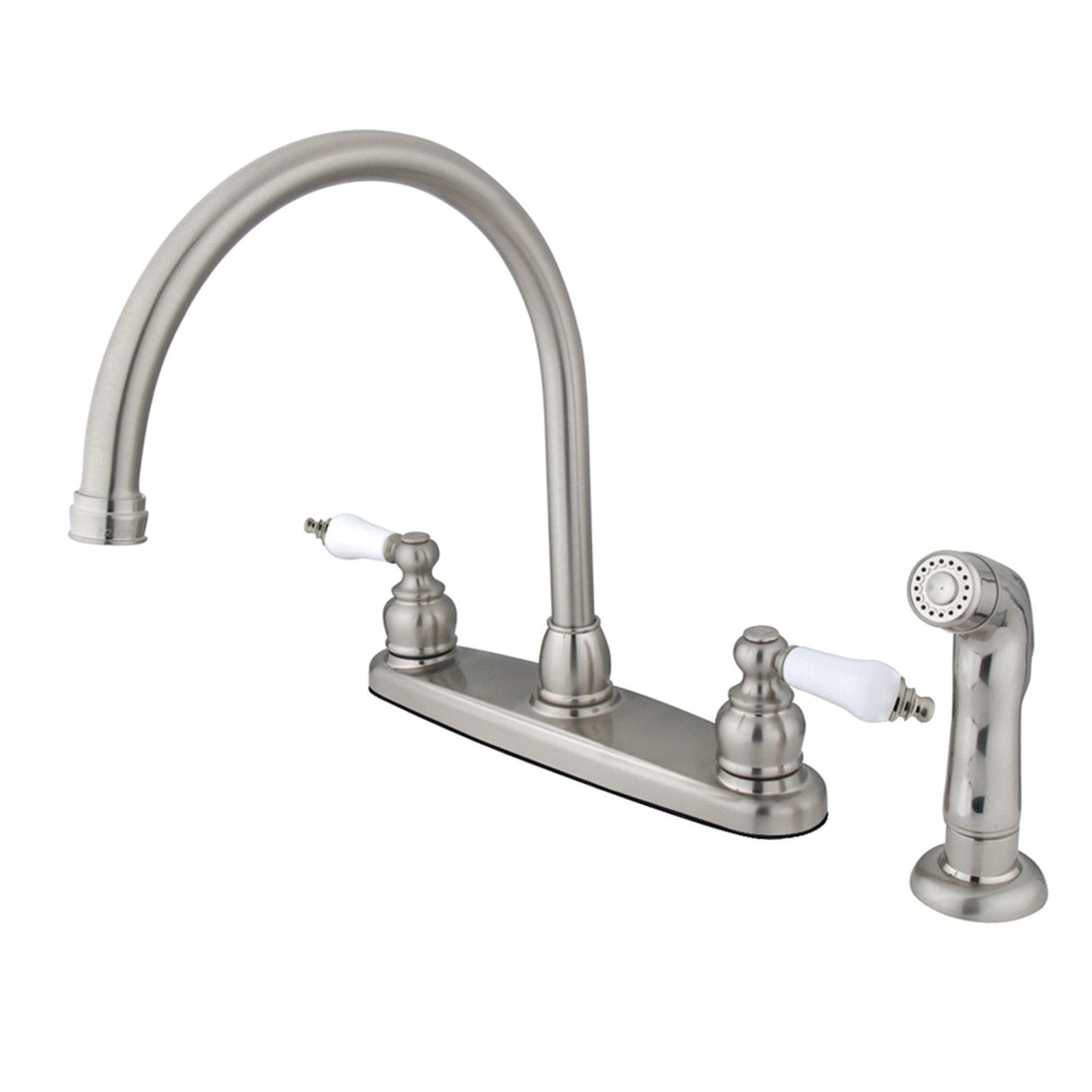 Vintage KB728SP Two-Handle 4-Hole Deck Mount 8" Centerset Kitchen Faucet with Side Sprayer, Brushed Nickel