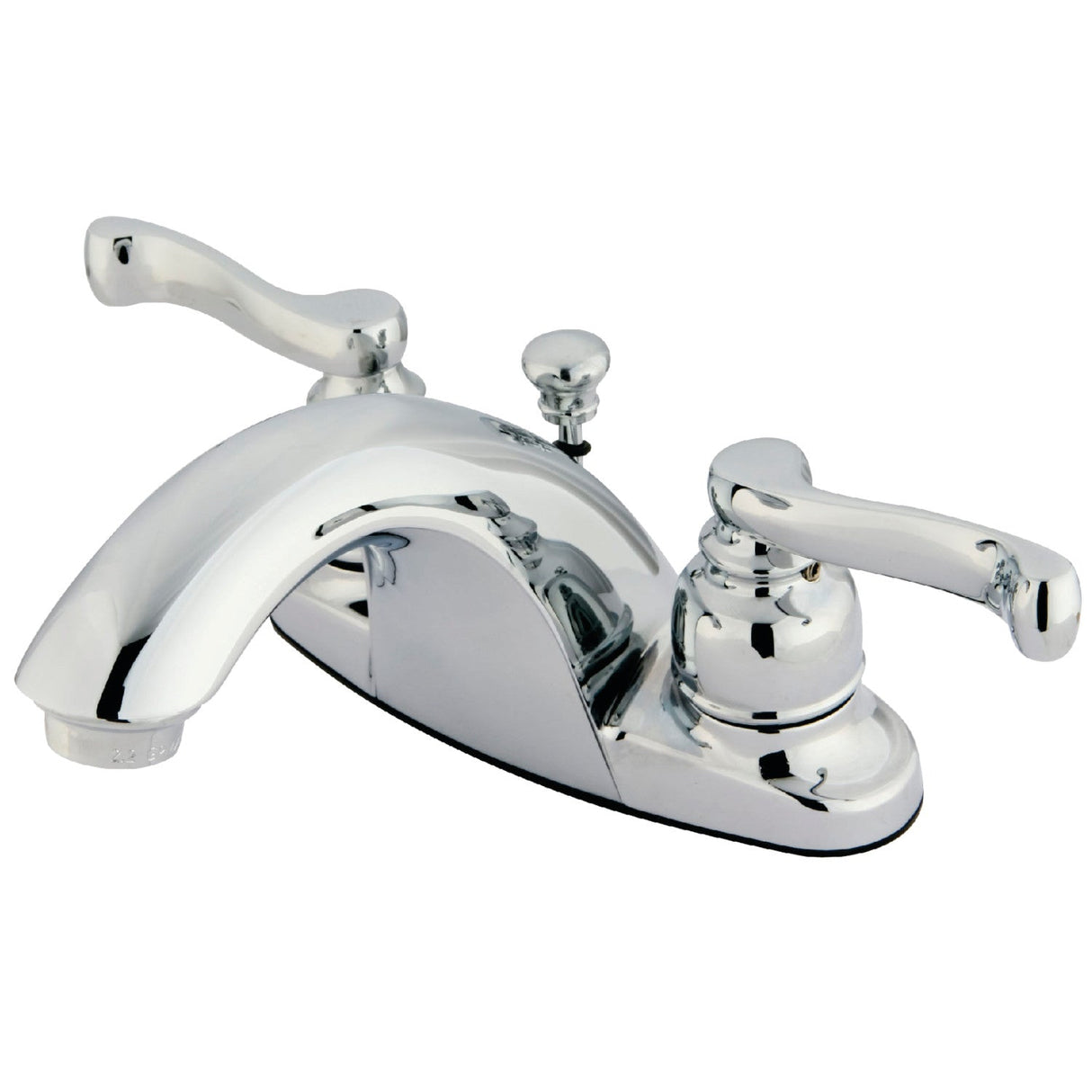 KB7641FL Two-Handle 3-Hole Deck Mount 4" Centerset Bathroom Faucet with Plastic Pop-Up, Polished Chrome