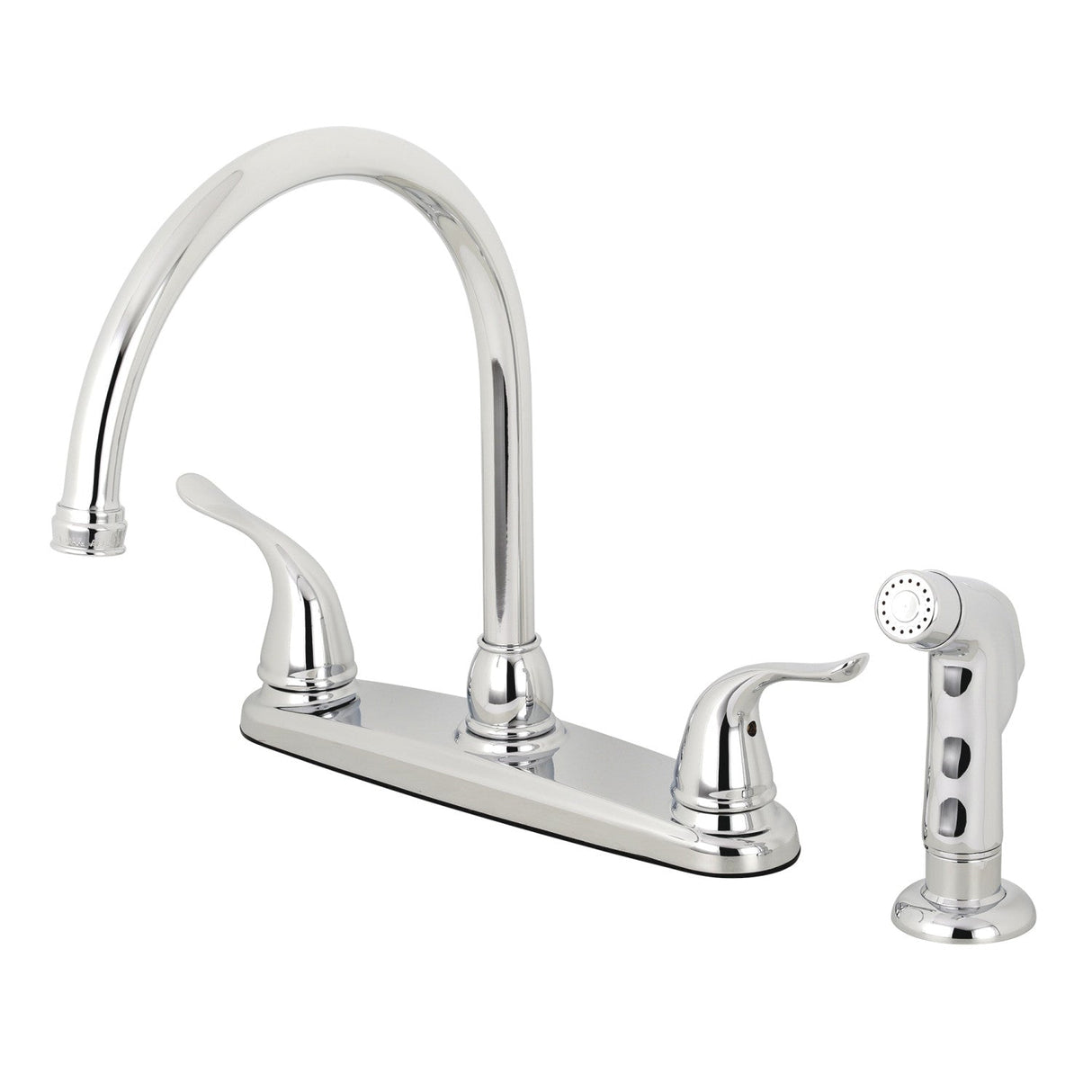 Yosemite KB791YLSP Two-Handle 4-Hole Deck Mount 8" Centerset Kitchen Faucet with Side Sprayer, Polished Chrome