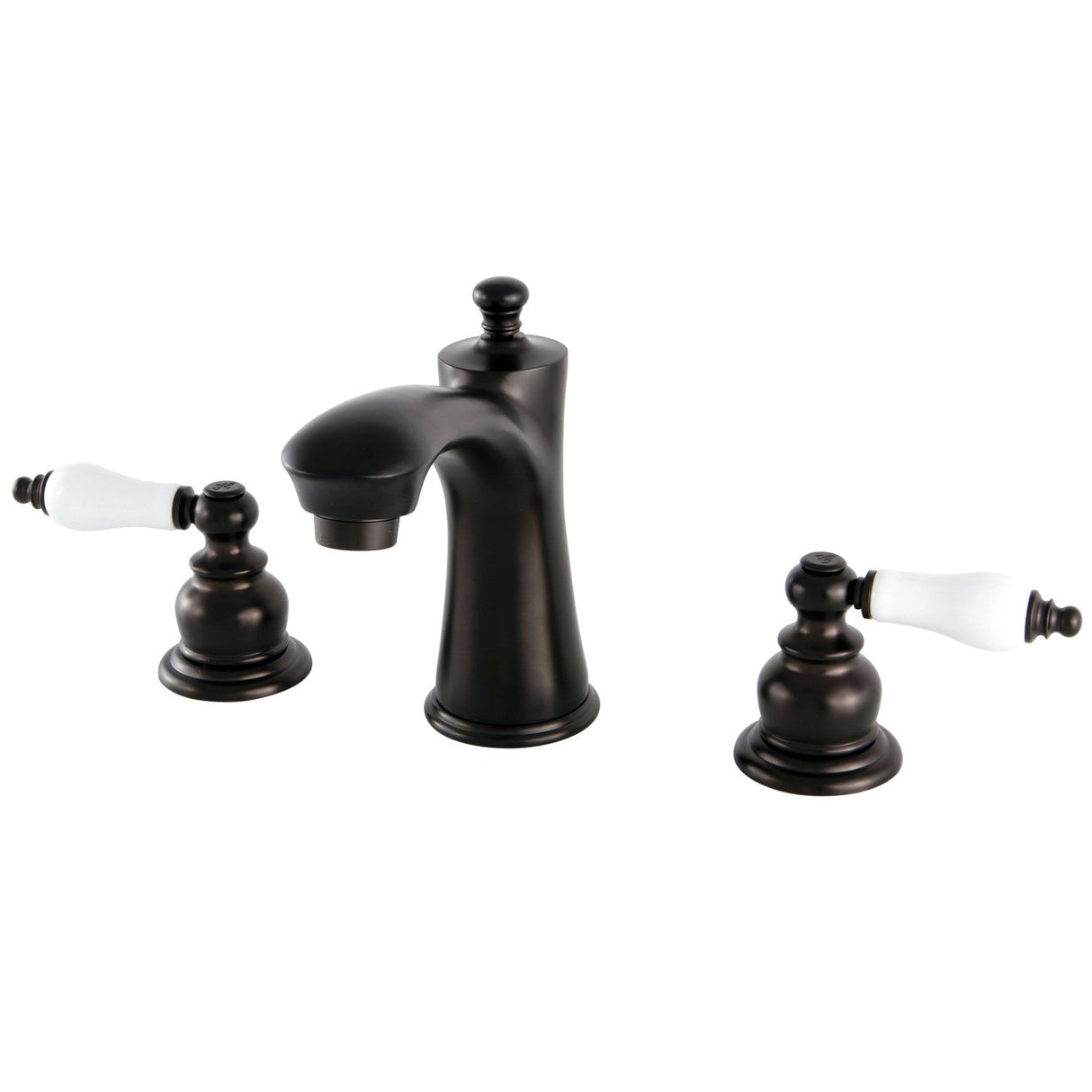 Victorian KB7965PL Two-Handle 3-Hole Deck Mount Widespread Bathroom Faucet with Plastic Pop-Up, Oil Rubbed Bronze