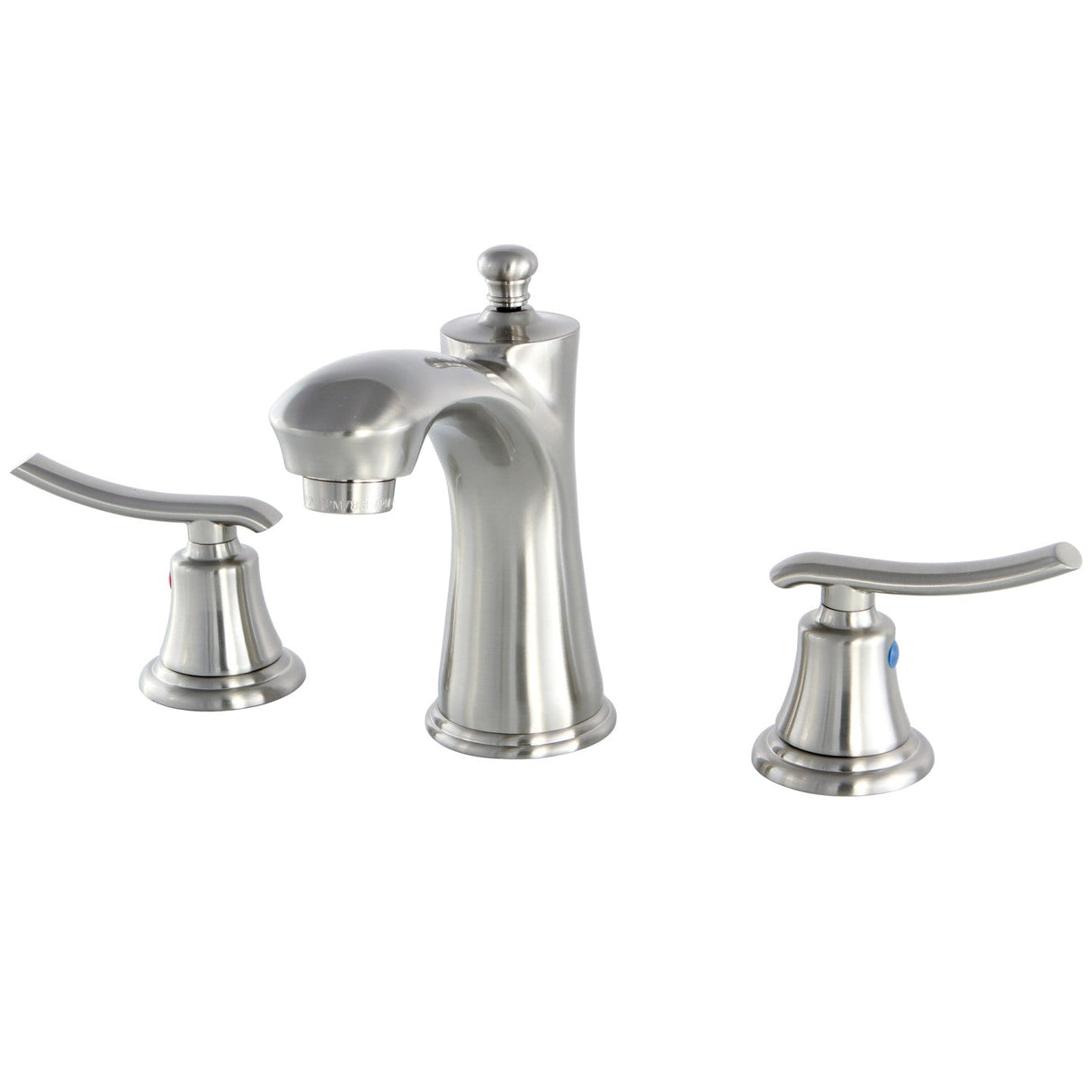 Jamestown KB7968JL Two-Handle 3-Hole Deck Mount Widespread Bathroom Faucet with Plastic Pop-Up, Brushed Nickel