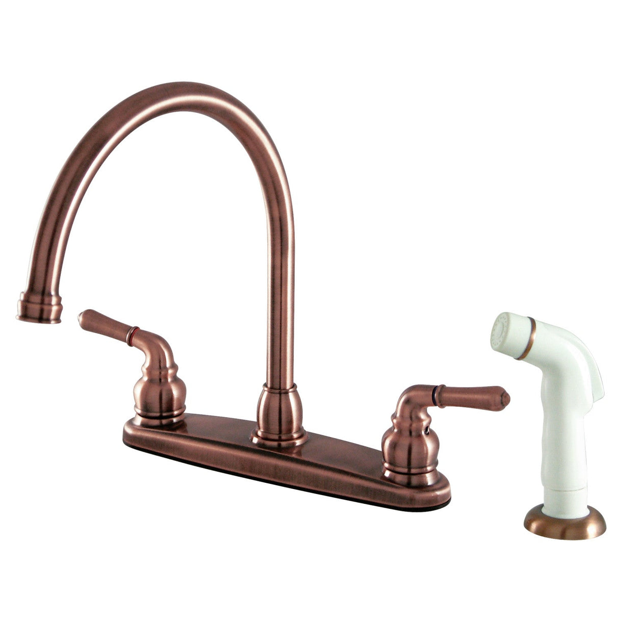 Magellan KB796 Two-Handle 4-Hole Deck Mount 8" Centerset Kitchen Faucet with Side Sprayer, Antique Copper