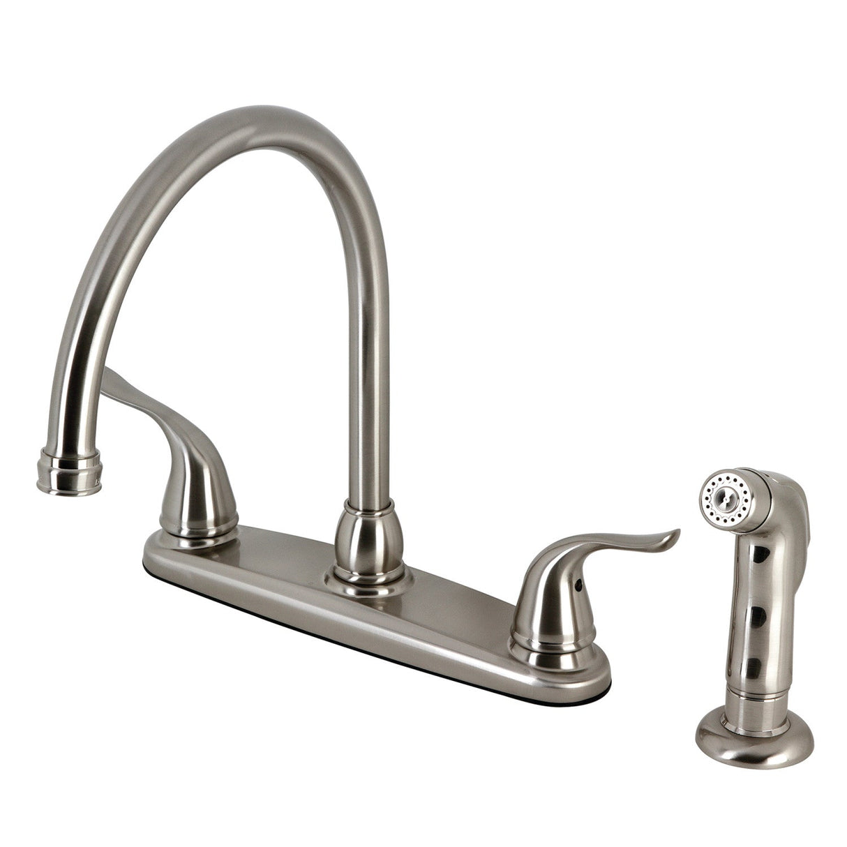 Yosemite KB798YLSP Two-Handle 4-Hole Deck Mount 8" Centerset Kitchen Faucet with Side Sprayer, Brushed Nickel