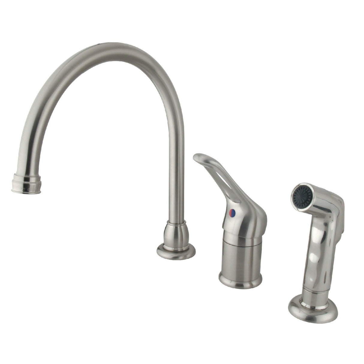 Wyndham KB818 Single-Handle 3-Hole Deck Mount Widespread Kitchen Faucet with Side Sprayer, Brushed Nickel