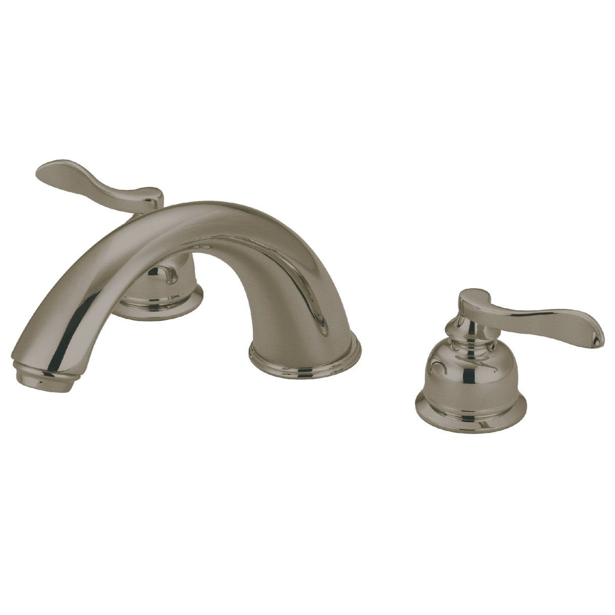 NuWave French KB8368NFL Two-Handle 3-Hole Deck Mount Roman Tub Faucet, Brushed Nickel