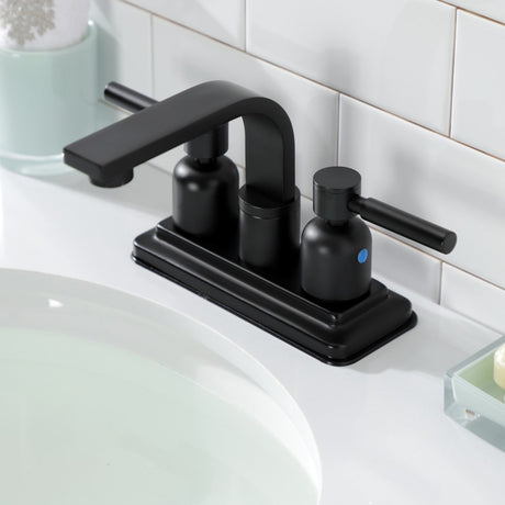 Concord KB8460DL Two-Handle 2-Hole Deck Mount 4" Centerset Bathroom Faucet with Push Pop-Up, Matte Black