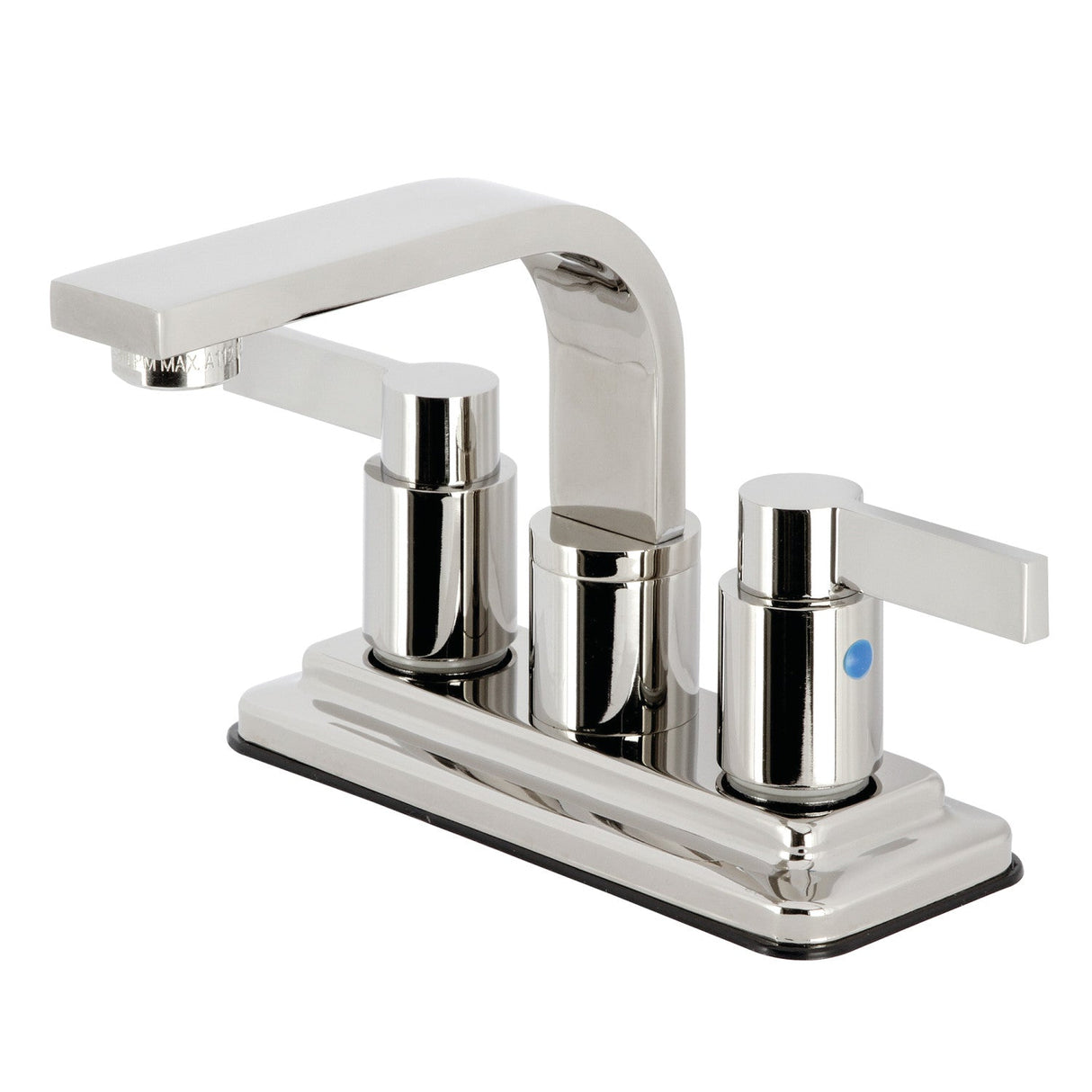 NuvoFusion KB8466NDL Two-Handle 2-Hole Deck Mount 4" Centerset Bathroom Faucet with Push Pop-Up, Polished Nickel
