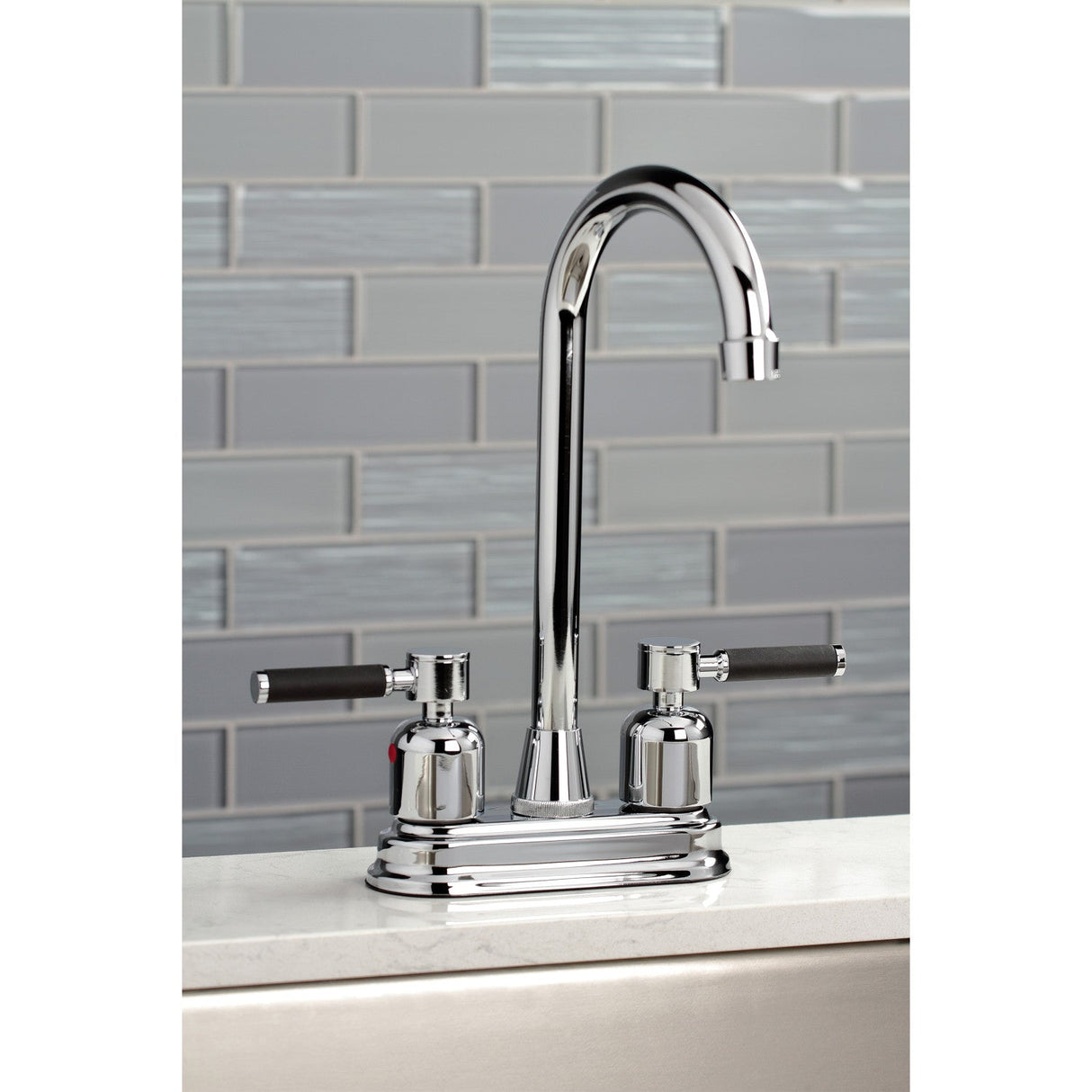 Kaiser KB8491DKL Two-Handle 2-Hole Deck Mount Bar Faucet, Polished Chrome