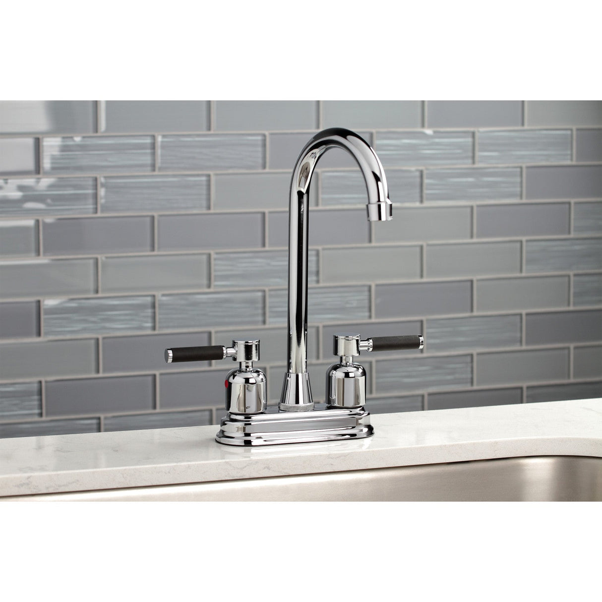 Kaiser KB8491DKL Two-Handle 2-Hole Deck Mount Bar Faucet, Polished Chrome